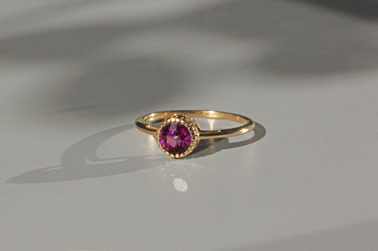 Purple stone vintage ring, stackable minimalist jewellery