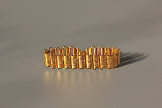 Antique victorian book chain panel link articulated bracelet, in gold gilt