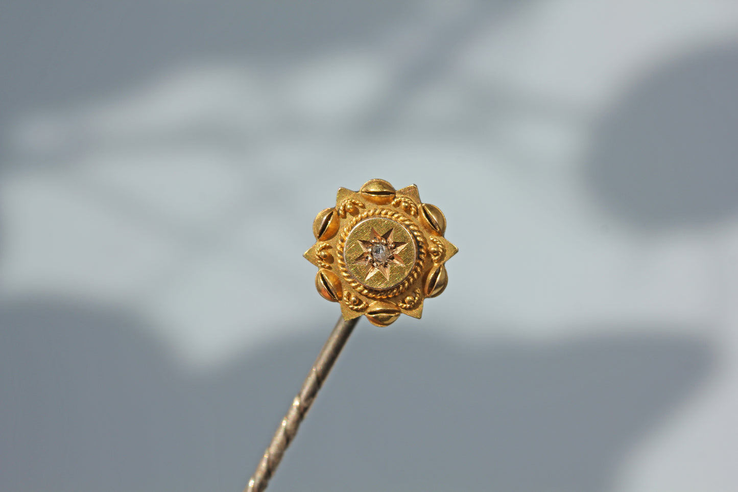 Antique victorian celestial diamond star pin, in 15ct gold