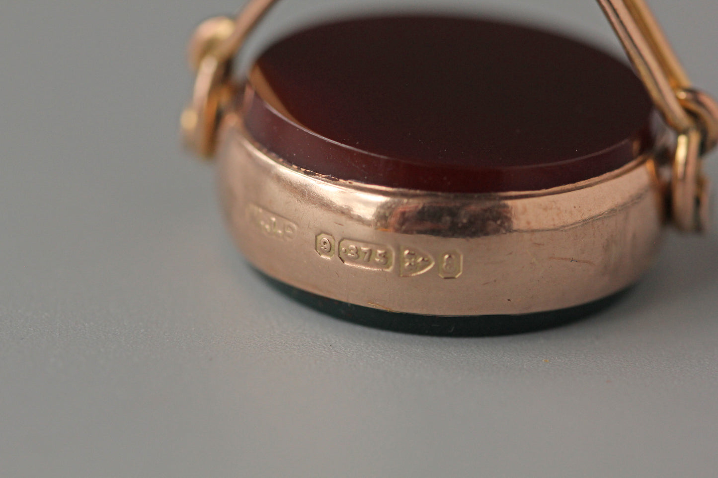 Antique edwardian carnelian and bloodstone fob seal, in 9 carat gold