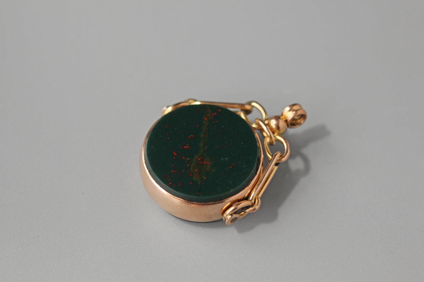Antique edwardian carnelian and bloodstone fob seal, in 9 carat gold