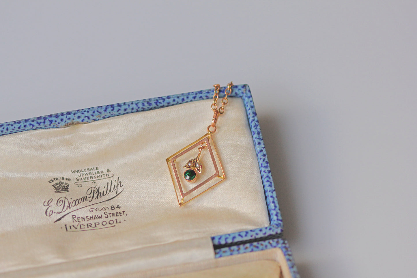 Antique victorian green tourmaline and pearl pendant, in 9 carat gold