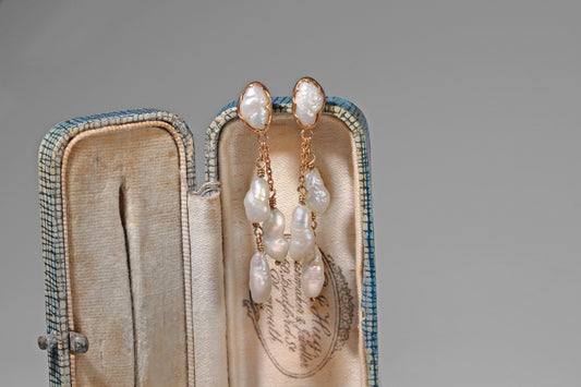 Antique pearl drop bridal earrings