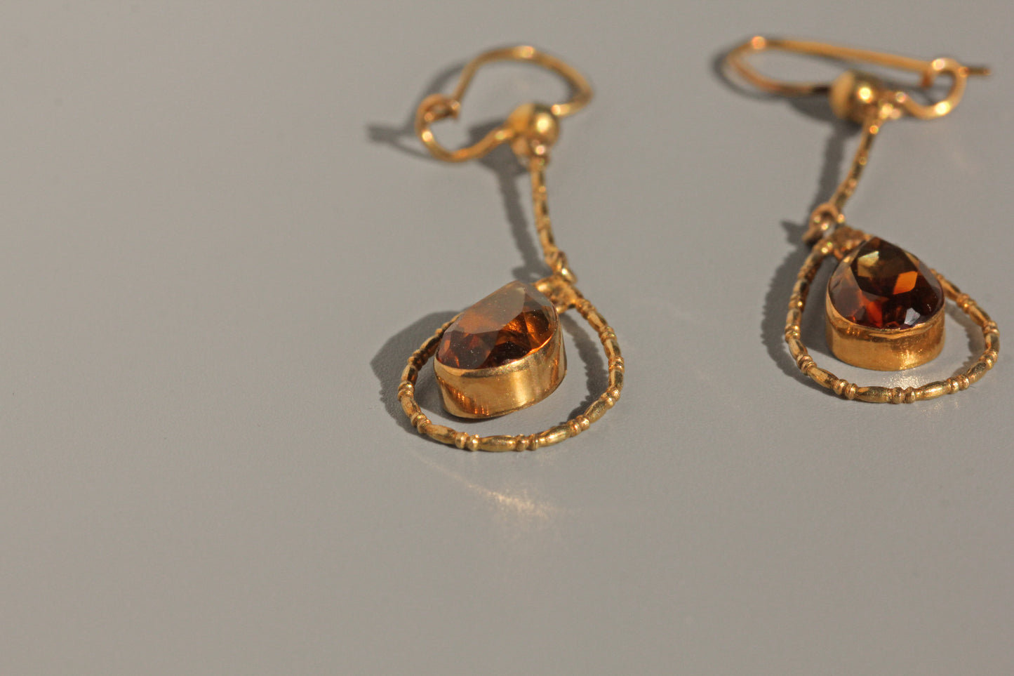 Antique topaz teardrop earrings, in 9 carat gold