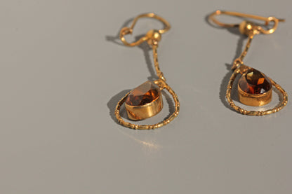 Antique topaz teardrop earrings, in 9 carat gold