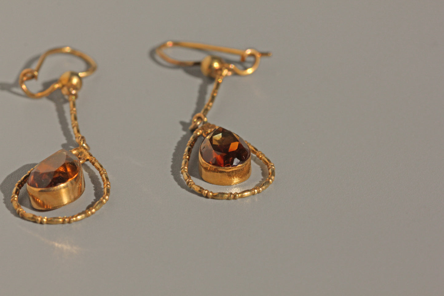 Antique topaz teardrop earrings, in 9 carat gold