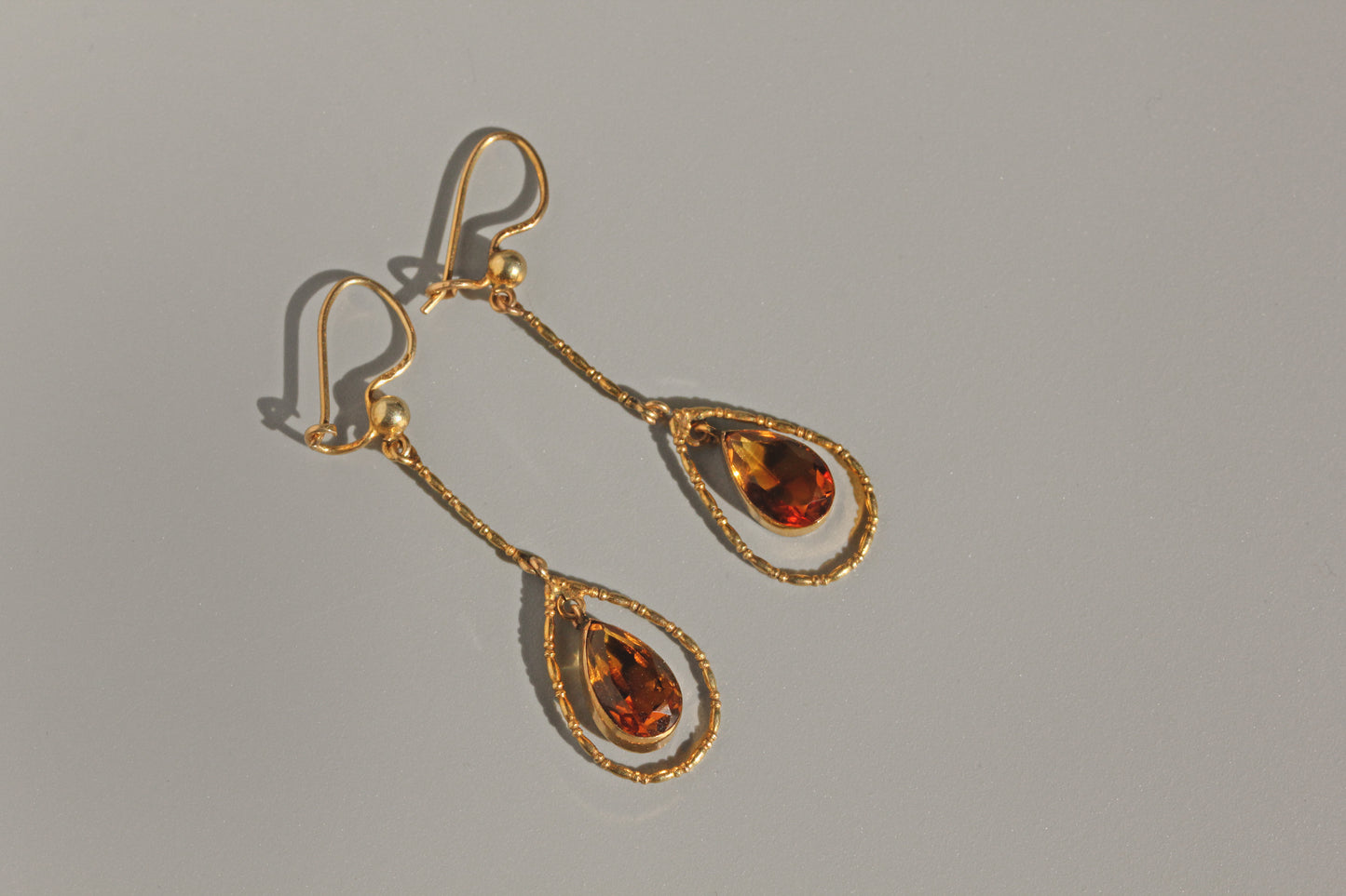 Antique topaz teardrop earrings, in 9 carat gold