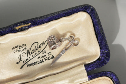 Vintage figural sewing charm pendant in solid sterling silver