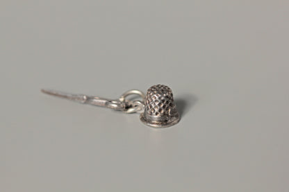 Vintage dressmakers sewing charm pendant, in sterling silver