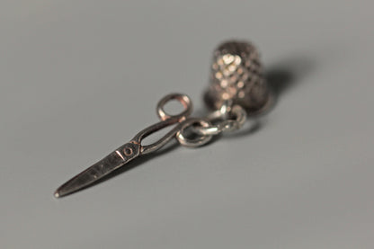 Vintage dressmakers sewing charm pendant, in sterling silver