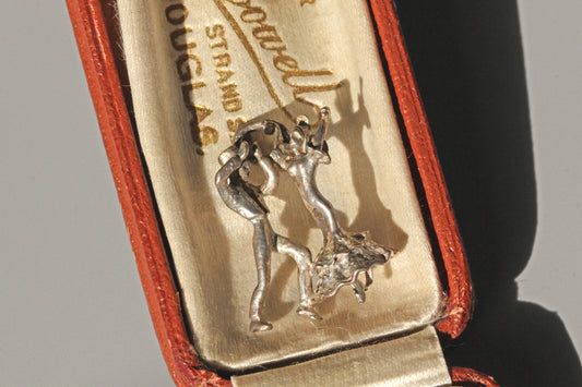 Vintage sterling silver Spanish flamenco dancer charm or pendant in antique box
