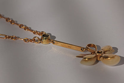 Antique edwardian sapphire & baroque pearl necklace, in 15 carat gold