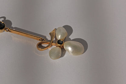 Antique edwardian sapphire & baroque pearl necklace, in 15 carat gold