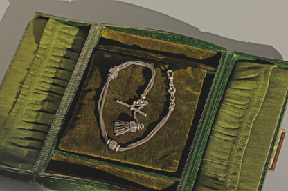 Sterling silver albertina chain with dog clip and t bar
