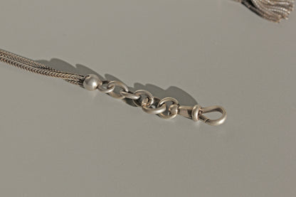 Antique victorian albertina chain with tassel, in sterling silver
