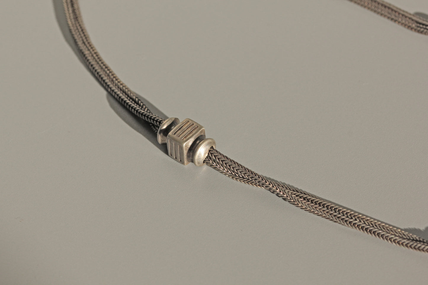 Antique victorian albertina chain with tassel, in sterling silver