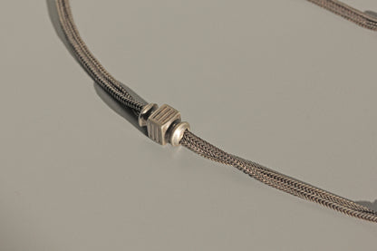 Antique victorian albertina chain with tassel, in sterling silver