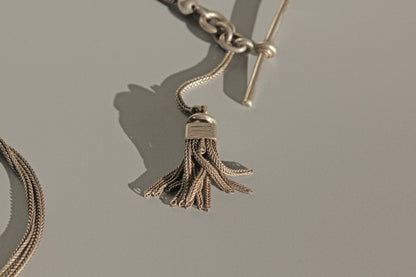 Antique victorian albertina chain with tassel, in sterling silver