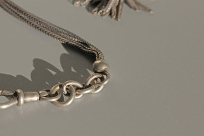 Antique victorian albertina chain with tassel, in sterling silver