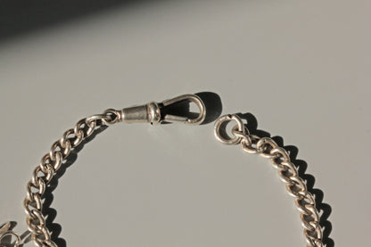 Antique albert chain charm bracelet, in sterling silver