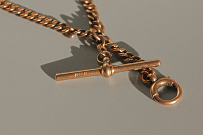 Antique victorian curb link albert chain, in 9 carat gold