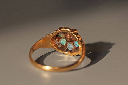 Antique victorian opal & amethyst celestial cluster ring, in 18 carat gold