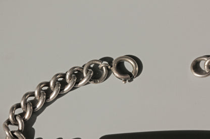 Vintage chunky curb link identity bracelet, in sterling silver