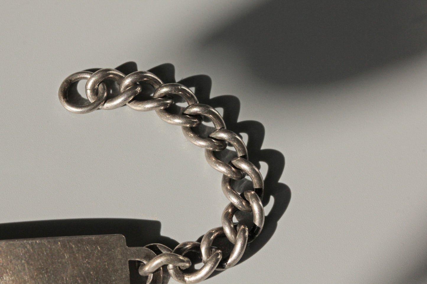 Vintage chunky curb link identity bracelet, in sterling silver
