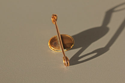 Antique victorian old mine cut diamond & onyx brooch, in 9 carat gold