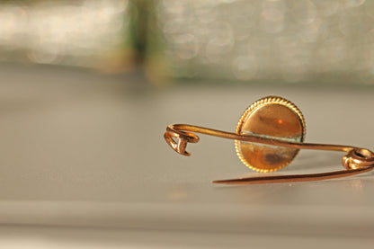 Antique victorian old mine cut diamond & onyx brooch, in 9 carat gold