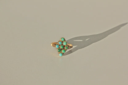 Antique victorian turquoise navette ring, in 9 carat gold