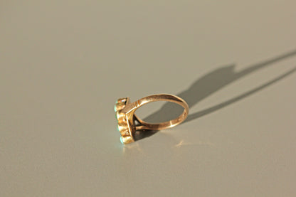 Antique victorian turquoise navette ring, in 9 carat gold