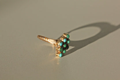 Antique victorian turquoise navette ring, in 9 carat gold