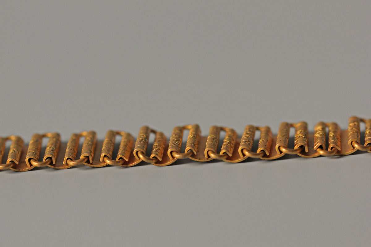 Antique Victorian book chain panel link articulated bracelet side profile 