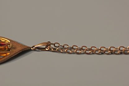 Antique art nouveau paste stone pendant necklace, in rolled rose gold