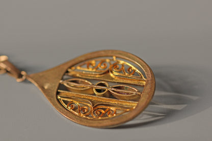 Antique art nouveau paste stone pendant necklace, in rolled rose gold