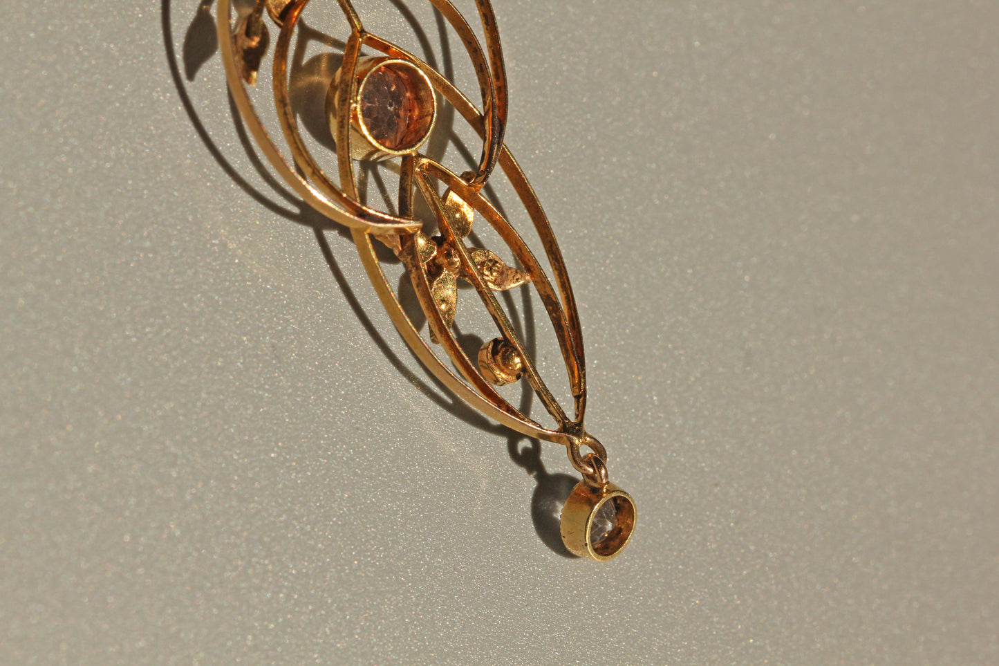 Antique art nouveau zircon & seed pearl lavaliere pendant, in 9 carat gold