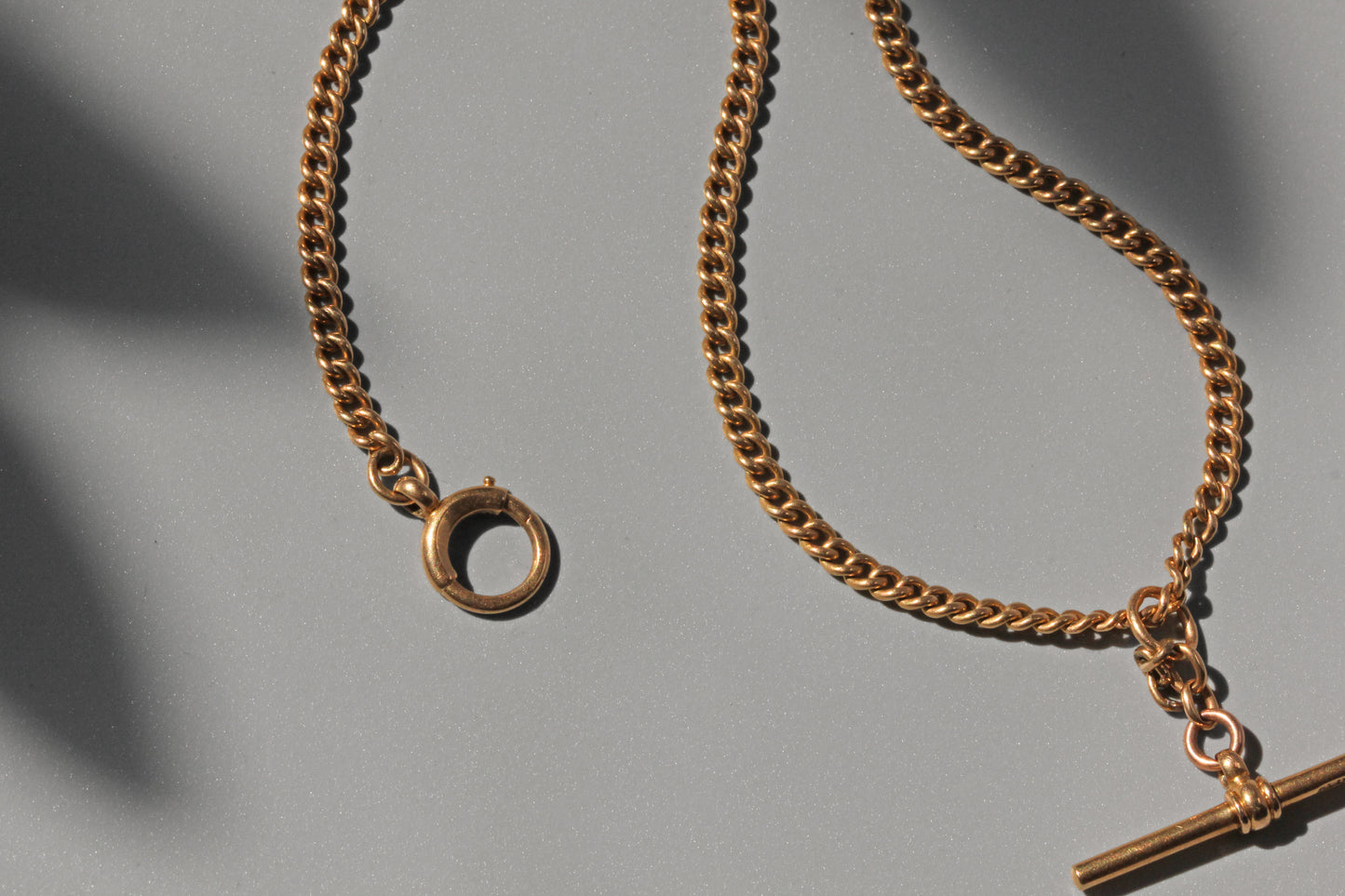 Victorian gold chain worn as necklace
