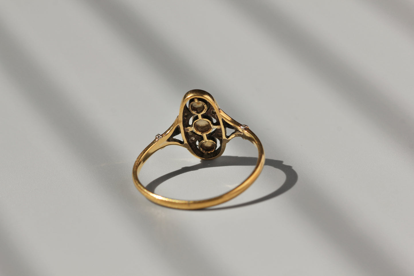 Delicate antique diamond and pearl ring
