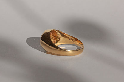 Vintage ruby and diamond bombe ring, in 14 carat gold