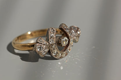 Victorian diamond horseshoe ring in 9ct gold