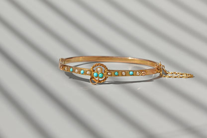 antique 9ct gold bangle with lucky clover