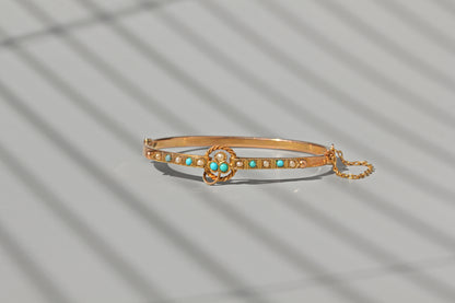 victorian bracelet with pearls and turquoise 