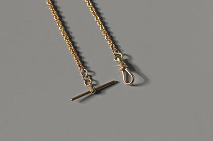 Antique victorian rope link twist chain with T-bar, in 9 carat gold