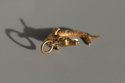 Vintage pike fish charm, in 9 carat gold