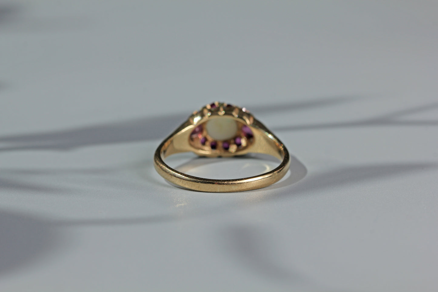 Vintage opal and ruby cluster ring, in 9ct gold