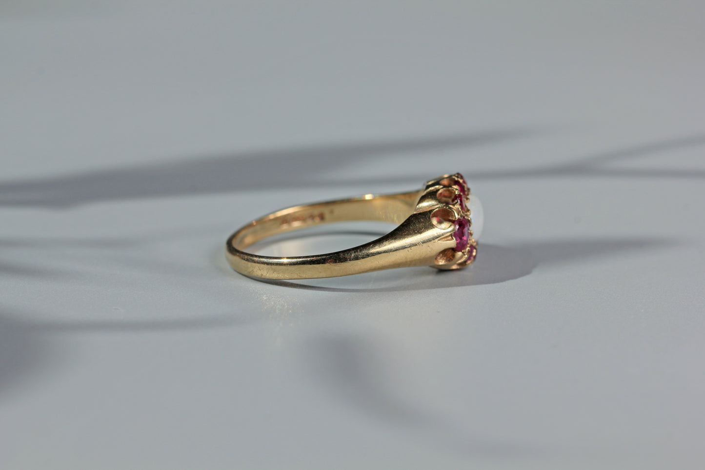 Vintage opal and ruby cluster ring, in 9ct gold
