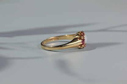 Vintage opal and ruby cluster ring, in 9ct gold