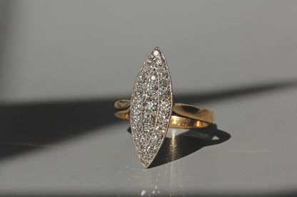 Antique victorian old cut diamond navette ring, in 18 carat gold