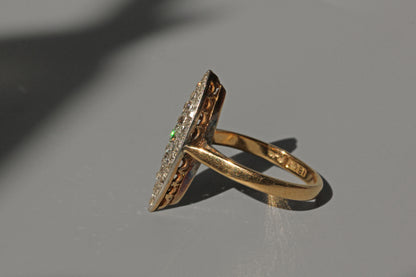 Antique victorian old cut diamond navette ring, in 18 carat gold